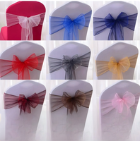 Ruban de satin pour décoration de dossier de chaise de banquet de mariage, ruban de satin surjeté, nœud papillon floral rouge pour dossier de chaise