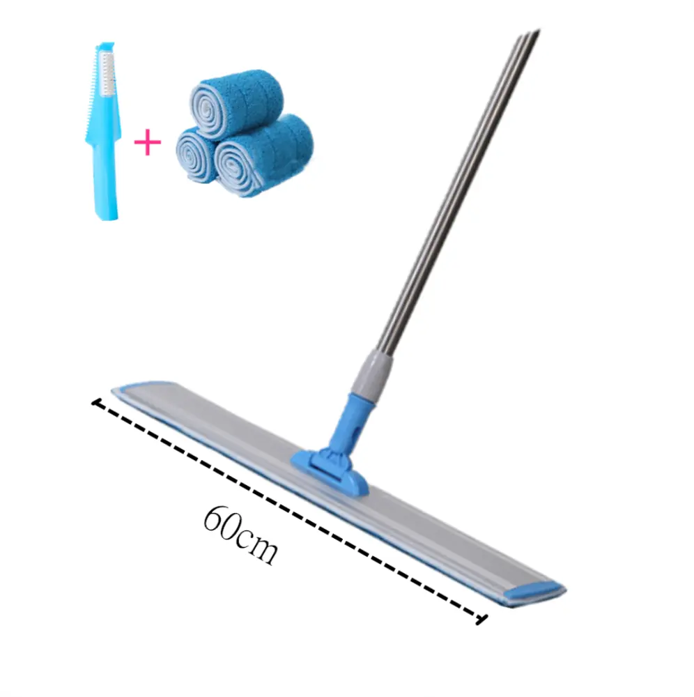 60 см в ширину из микроволокна плоская с 3 насадки для швабры для тяжелых условий эксплуатации Швабра для пола с ручкой из нержавеющей стали большой площади Насадка для швабры