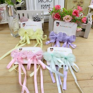 Pinzas para el cabello con lazo doble para niñas, de tela, para uso diario, mezcla de colores aleatorios. - Product Image 1