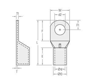 ขั้วท่อทองแดงชุบดีบุกใช้ในขั้วต่อท่อทองแดงชนิด T สายแข็ง - Product Image 2