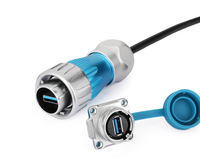 Conector USB CNLINKO para Montaje en Panel, Enchufe con Cubierta Antipolvo, Resistente al Agua IP67, Conector USB Robusto