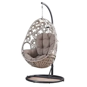Teardrop Indoor Bedroom Hammock Nest Egg Hanging Basket Curved Rattan Outdoor Garden Metal Chinese Swing Chair