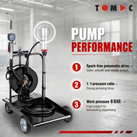 TOMAC 1:1 Pnömatik Yağ Pompası Arabası Seti (180-220L Variller için) 10M Hortum Makarası ve Dijital Ölçer Tabancası ile Otomotiv Aletleri