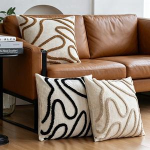 Fodera per <span class=keywords><strong>cuscino</strong></span> decorativa in ciniglia e <span class=keywords><strong>velluto</strong></span> stile bohémien di lusso 4545 con linee geometriche per divano - Product Image 1