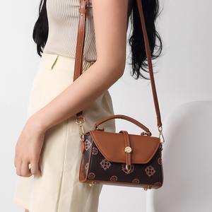 2025 nuevo bolso de mano con estampado retro, bolso de mensajero, color marrón, exquisito y compacto - Product Image 2