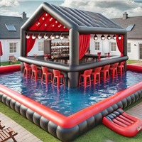 Bar flottant gonflable commercial pour piscine, idéal pour les fêtes estivales en extérieur, avec sièges intégrés
