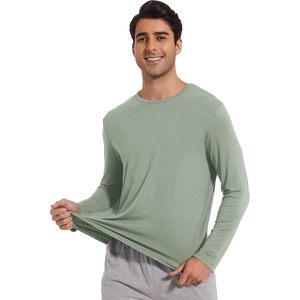 ขายส่งเสื้อยืดคอกลมแขนยาวผู้ชายสีเขียวจัสมิน X-Large ชุดนอน - Product Image 3