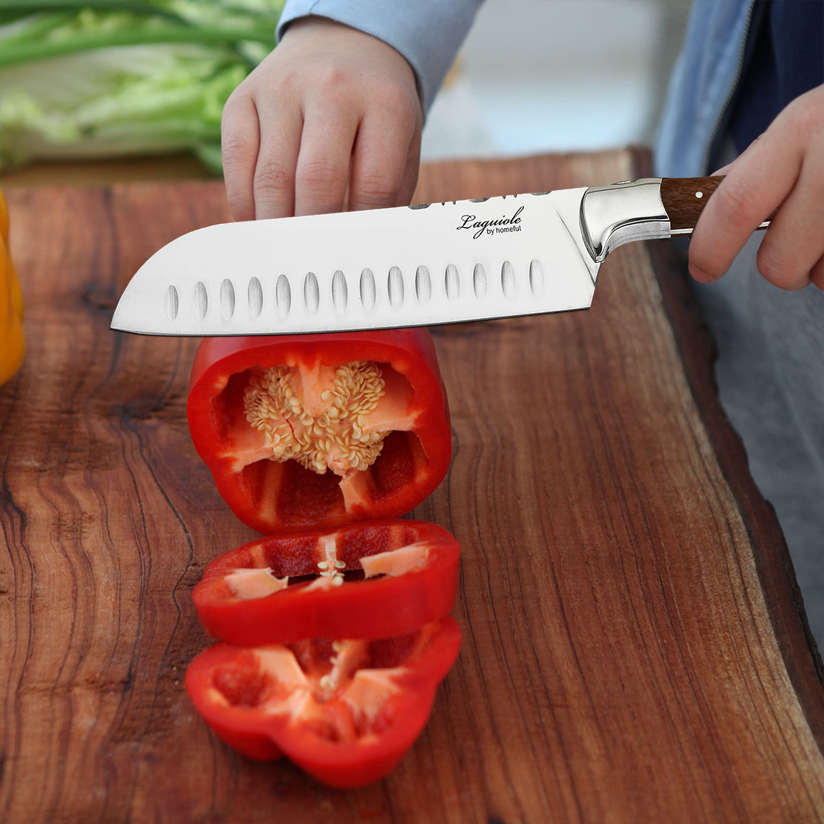 Couteau Santoku Brun