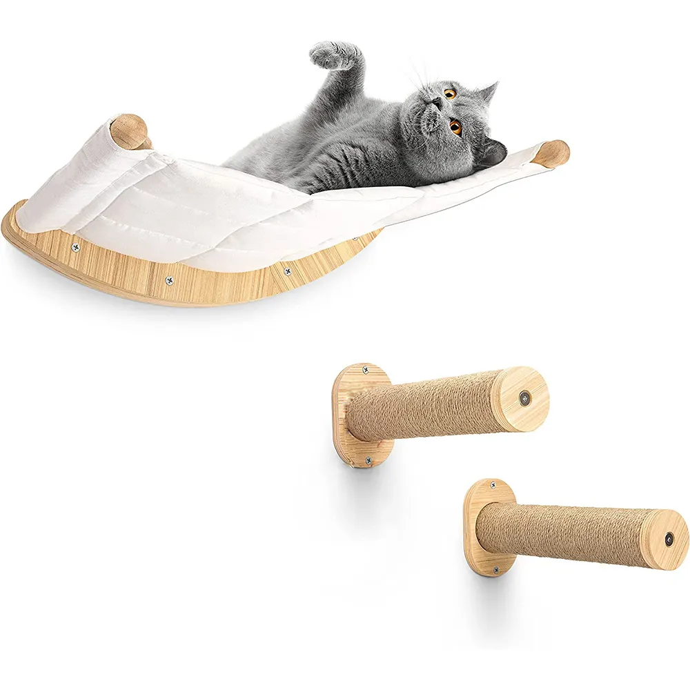 Настенная кровать для кошек, сизаль, скретч-брусок, настенная распашная кровать, набор из 3 шт.