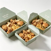 Boîte alimentaire rectangulaire en papier kraft jetable, conteneur à emporter en carton, boîte bento, emballage personnalisé pour collations avec logo