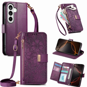 เคสโทรศัพท์แบบกระเป๋าสตางค์สะพายไหล่พิมพ์ลายดอกไม้ S25FE/S24FE สำหรับ Samsung Galaxy S26FE/สำหรับ <span class=keywords><strong>iPhone</strong></span> 16E/เคสโทรศัพท์17E - Product Image 1