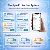 RMshebei Tuya Interruptor de Circuito Inteligente WiFi Monofásico, Medidor de Energía Inteligente Tuya, Medidor de Electricidad 220V, Dispositivo de Corte, Interruptores de Circuito en Miniatura 63A