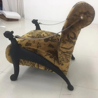 Fauteuil individuel de luxe en cuir fait main, motif léopard, tête de chien en bois, style italien moderne, haute qualité, pour salon, villa, hôtel