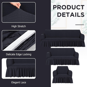 Knitted Protective Jacquard <b>Stretch</b> Elastic Slipcover Housse De Canap <b>Sofa</b> <b>Cover</b> 3 Seater for Dining Room - Product Image 2
