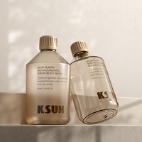 Emballage pour soins de la peau, grandes bouteilles en PET plastique de 300 ml et 500 ml, givrées, pour gel douche et lotion, avec bouchon pompe