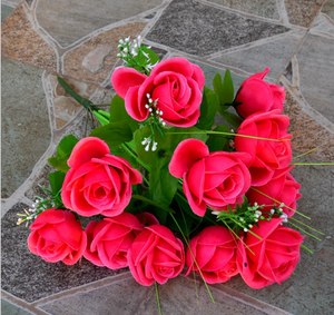Produttore vende 12 <span class=keywords><strong>fiori</strong></span> imitazione Yiwu gambo grigio rosa panno di seta per spendere 12 <span class=keywords><strong>fiori</strong></span> di plastica rosa fatata - Product Image 2