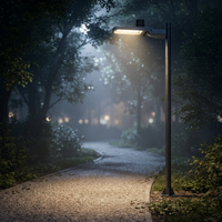 Lampadaire LED extérieur étanche pour jardin 50W IP65, boîtier en alliage d'aluminium, détecteur de mouvement, alimentation CA, intensité variable, garantie 3 ans