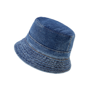 หมวกเดนิมแบบพับได้สำหรับทุกเพศ ป้องกันแสงแดด เหมาะสำหรับเดินป่า ตกปลา ผ้าฝ้าย สีพื้น สีน้ำเงินเข้ม สีฟ้าอ่อน - Product Image 1