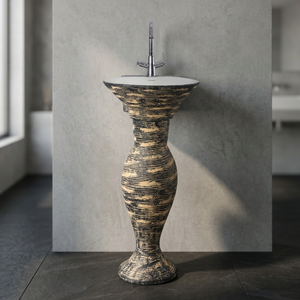 White Dolphin Design Porcelain Ceramic Wash Basin Two Piece <b>Full</b> Pedestal Set - Product Image 5