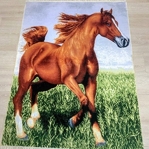 Alfombra de Seda Hecha a Mano de 91x123cm, Tapiz de <span class=keywords><strong>Caballo</strong></span> 100% Seda, Alfombra <span class=keywords><strong>Persa</strong></span> de Seda de la India - Product Image 3