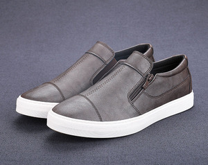 Fashion 2023 Men's Pu Leather <strong>Sneakers</strong> Slip on Loafers Shoes Man Flat Shoes <strong>Zip</strong> Casual Walking <strong>Sneaker</strong> Loafer - Product Image 3