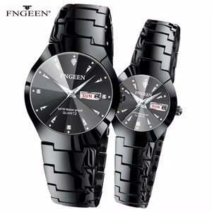 Drioshipping Montres de couple Mode Hommes Montre Étanche Bracelet en acier inoxydable Montres à quartz Montre-bracelet pour femme - Product Image 3