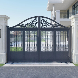 <span class=keywords><strong>Portail</strong></span> Coulissant Automatique Motorisé en Alliage d'Aluminium Contemporain à <span class=keywords><strong>Double</strong></span> Volet Personnalisé pour Villa et Appartement, Écologique et Durable - Product Image 1