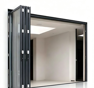 Système de <span class=keywords><strong>porte</strong></span> coulissante accordéon moderne, robuste et imperméable, portes pliantes en aluminium à double vitrage avec poignées - Product Image 1