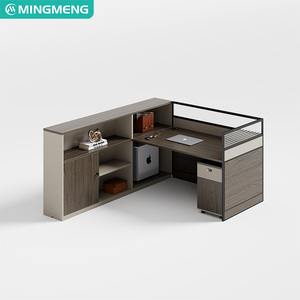 Combinación de escritorio y silla para tres a diez empleados, escritorio para empleados con gabinete con pantalla, estación de trabajo minimalista para oficina. - Product Image 4