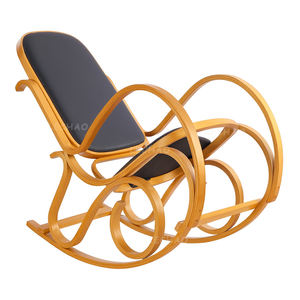 Chaise à bascule en bois courbé avec dossier en rotin, cadre en bois massif et design incurvé élégant Vente en gros directe d'usine - Product Image 3