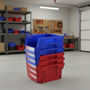 Bac de rangement empilable en plastique Vevor 5x4x3 pouces bleu et rouge, organisateur suspendu pour la maison et le garage - Product Image 2
