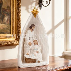 Juego de Natividad de Resina de Estilo Europeo, Tres Piezas, Figuras Religiosas, Decoración para Sala de Estar o Escritorio, Regalo - Product Image 2