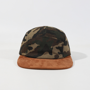 Gorra <span class=keywords><strong>de</strong></span> Camuflaje Vintage <span class=keywords><strong>de</strong></span> Cinco Paneles con Correa <span class=keywords><strong>de</strong></span> Cuero Ajustable, Visera <span class=keywords><strong>de</strong></span> Sarga y Gamuza, Estilo Campamento - Product Image 2