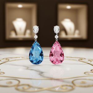 Eleganti Orecchini Pendenti da Donna con Cristalli, a Goccia Rosa, Taglio Brillante Rotondo, Montatura a Griffe, Gioielli Romantici per Feste - Product Image 2