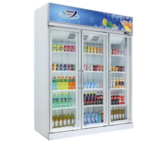 Venta al por mayor refrigerador para refrescos-Refrigerador comercial para refrescos con puerta de cristal, con logotipo LED