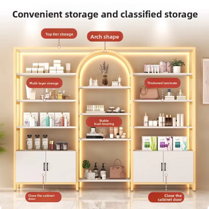 Exhibidor Metálico con Iluminación LED, Estante de Almacenamiento Multicapa para Salón de Belleza, Tienda, Uso Comercial, Diseño Contemporáneo - Product Image 4