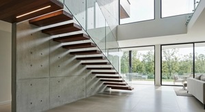 Escaliers flottants cantileverés à marches en bois renforcé, fiables et sécurisés, <span class=keywords><strong>pour</strong></span> espaces commerciaux haut de gamme et design de salles d'exposition - Product Image 4