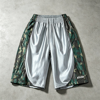 Shorts de basket-ball streetwear personnalisés pour hommes, en nylon patchwork, avec cordon de serrage, grande taille, camouflage, longueur genou, pour la course à pied