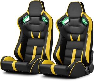 Asientos de <span class=keywords><strong>Coche</strong></span> Universales de Piel Sintética PVC de la Serie Viper de Jiabeir, Reclinables, Color Negro y Amarillo Neón, para ACURA 3.2TL - Product Image 4