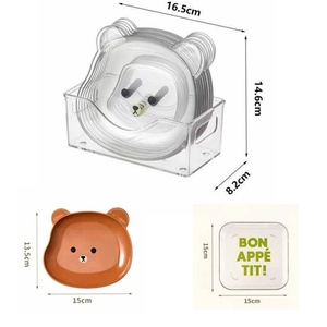 Phim Hoạt Hình Gấu Xương Tấm Dùng Một Lần Trong Suốt Nhựa Snack Tấm Cho Hộ Gia Đình Bên Bán Buôn Dễ Thương Bàn Ăn Thùng Rác Tấm - Product Image 4