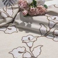 Penjualan Langsung Pabrik Kain Brokat Linen Hanfu Berlapis PA Jacquard Tepi Emas Bordir Bunga Terompet Renda Jala
