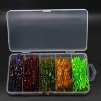 Boîte à cinq compartiments, 30 leurres souples en PVC cinq couleurs, imitation crevettes et écrevisses, 7,5 cm, 5,5 g, leurres souples pour la pêche