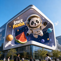 Mur vidéo LED fixe 3D à vision directe pour extérieur, affichage d'angle à 90 degrés, incurvé architectural, étanche IP65