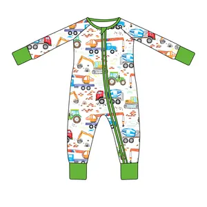 Custom Printing Bamboo Baby Clothes Infant Toddler Bodysuit Pajamas Organic Bamboo Convertible Dual Zipper Bamboo Baby Rompers