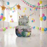 Modèle de gâteau gonflable transparent en PVC scellé pour la décoration et l'affichage lors d'événements, de fêtes et de centres commerciaux