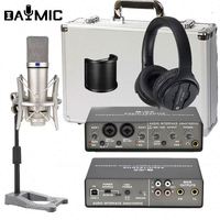 Micrófono de Condensador USB OEM, Set de Podcasting de Escritorio, Equipo de Grabación de Estudio, Cancelación de Ruido, Altavoces de Monitor de 5 Pulgadas