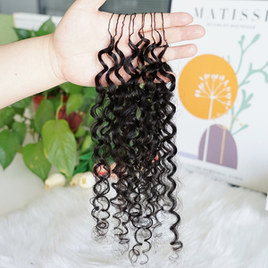 Extensioni per capelli umani ricci birmani all'uncinetto con nodi invisibili, effetto piuma, in bundle - Product Image 3