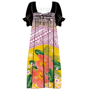 Tissu imprimé numérique ethnique bohème, motif tribal mélangé avec des fleurs tropicales pour robes maxi - Product Image 5