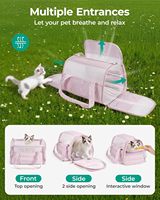 Sac de transport pliable pour animaux de compagnie, rose, respirant, avec coussin