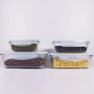 批发高硼硅耐热玻璃搅拌碗沙拉碗套装370毫升640毫升1040毫升螺旋盖食品容器箱1L